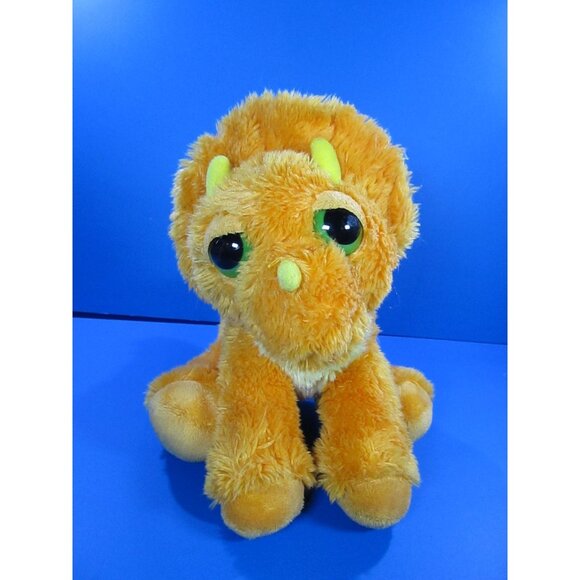 Aurora Orange Triceratops Plush Toy With Green Eyes 10" - Picture 1 of 8
